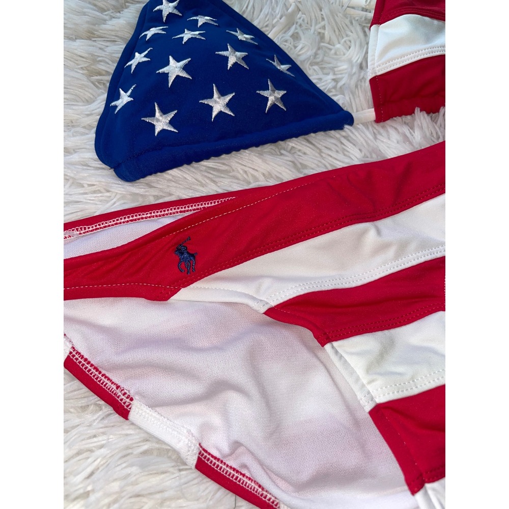 Polo by Ralph Lauren Red White and Blue American Flag Triangle Bikini - Picture 2 of 9